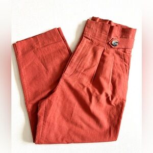 Zara Woman Rust Linen Tailored Pants